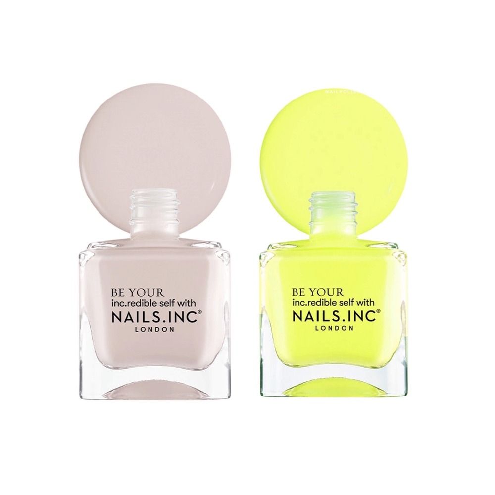 Nails Inc Peace And Pilates Nail Polish Duo Women OS Multi NEW Nude Neon‎ Yellow